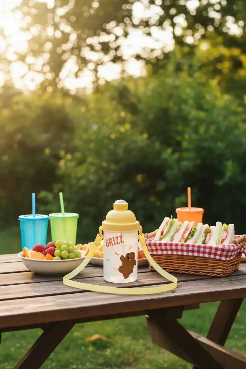 We Bare Bears Lisanslı Boz Ayı Tutacaklı Su Şişesi 500 ML 17 CM