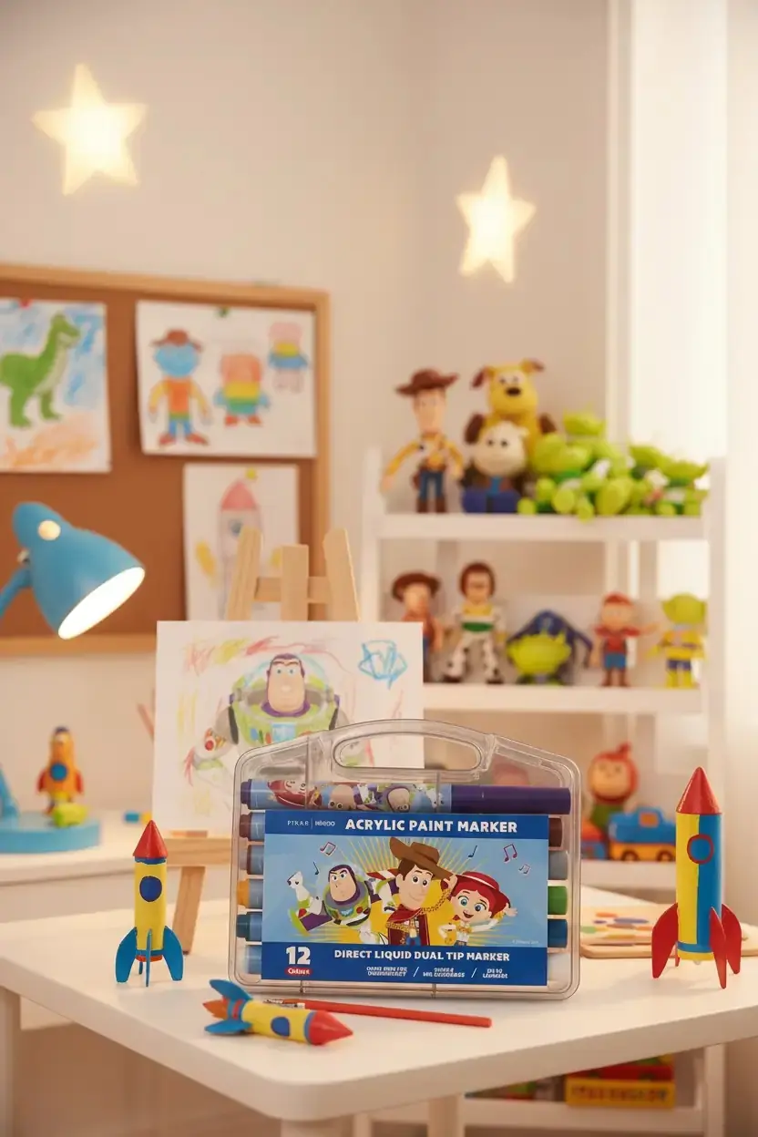 Disney Pixar Lisanslı Akrilik Marker Seti 12 Renk – Canlı Tasarımlar