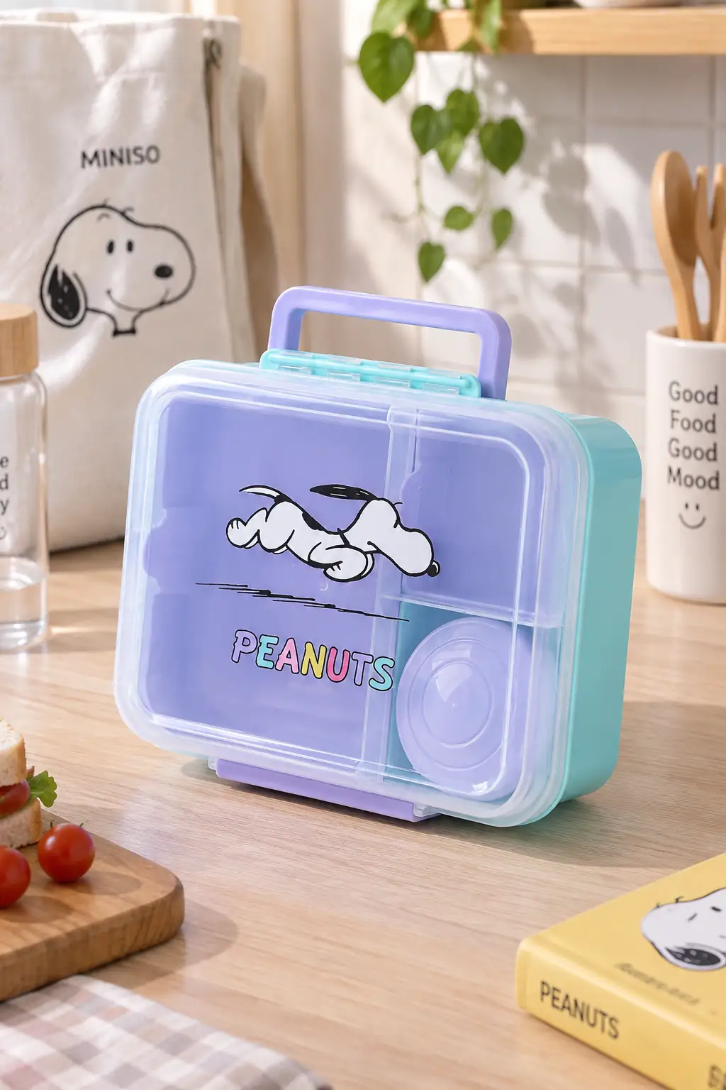 Snoopy Lisanslı Renkli Tutacaklı Yemek Kabı 1650 Ml – Bölmeli 22,5 Cm