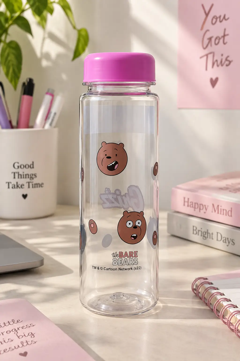 We Bare Bears Lisanslı Boz Ayı Su Şişesi – Hafif ve Dayanıklı Çocuk Matarası 500 ML