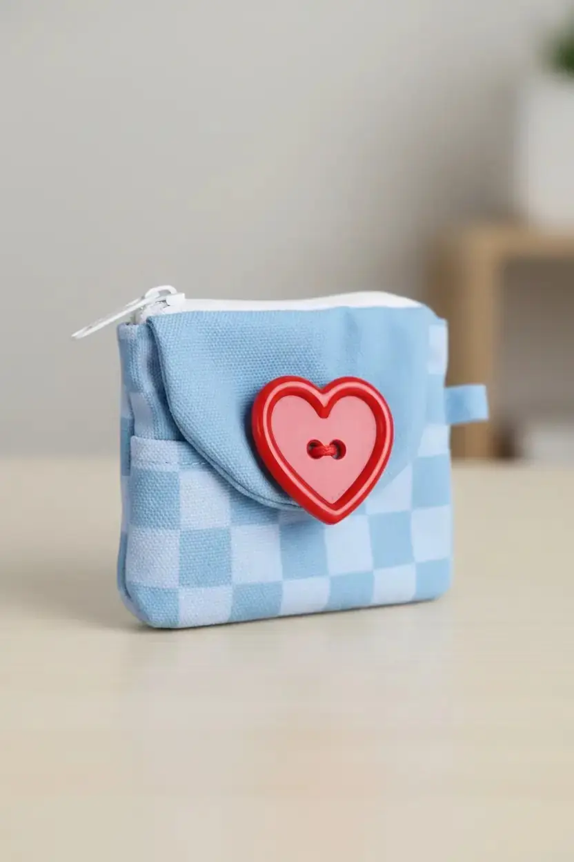 Miniso Lisanslı Kalp Düğmeli Cep Kalem Kutusu 11 Cm – Kompakt Tasarım