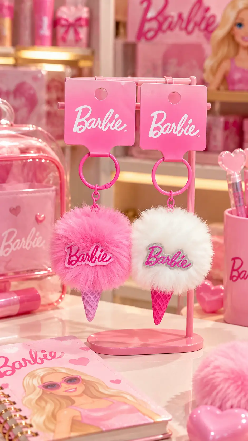 Barbie Lisanslı Peluş Dondurma Figürlü Anahtarlık – Yumuşak Çanta Süsü 11 Cm