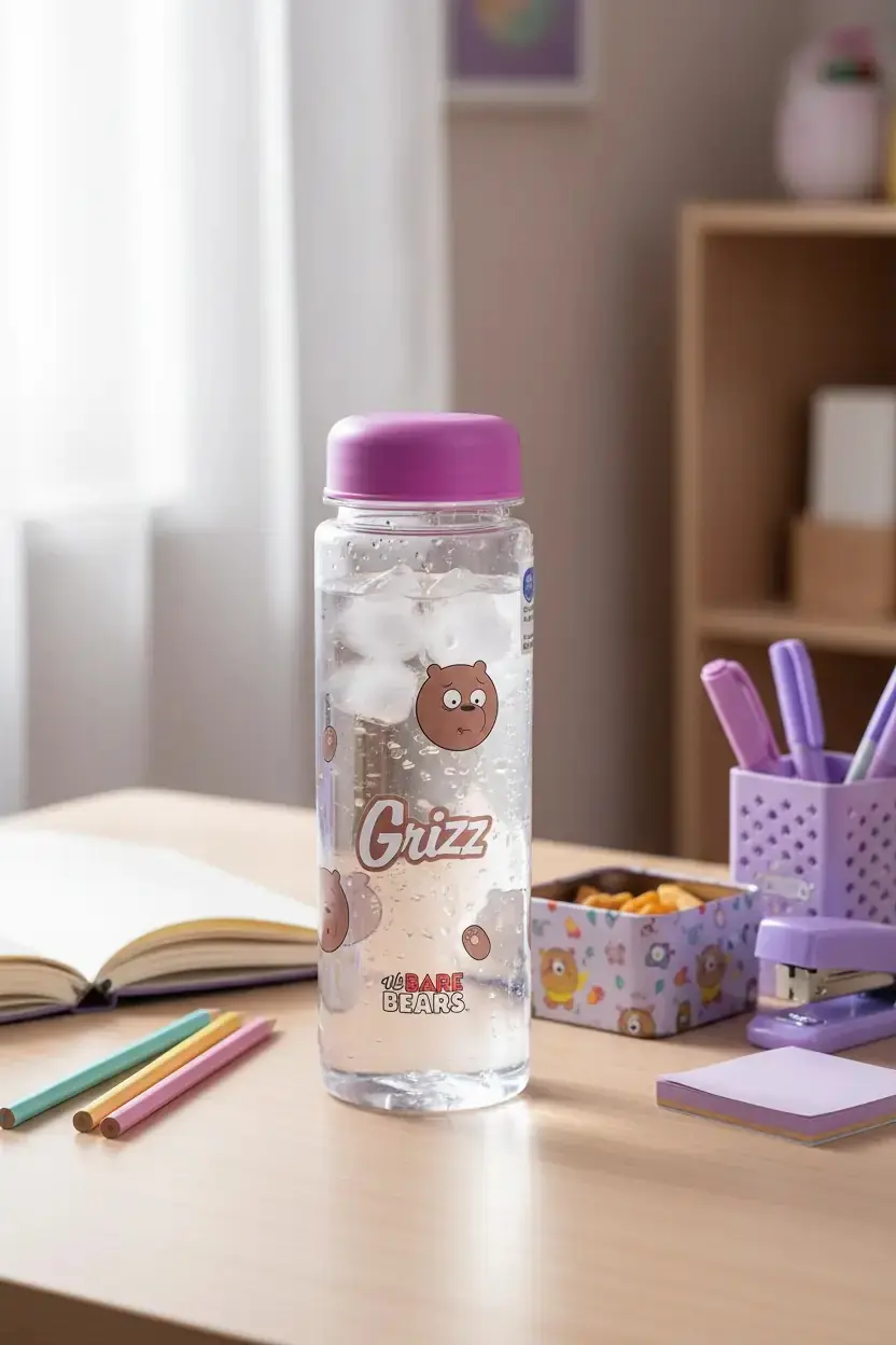 We Bare Bears Lisanslı Boz Ayı Su Şişesi – Hafif ve Dayanıklı Çocuk Matarası 500 ML