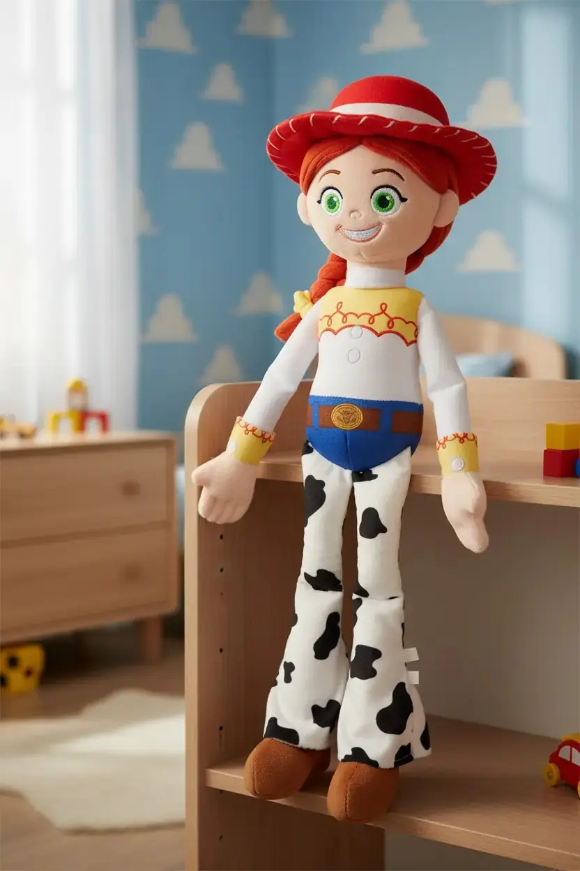 Disney Pixar Lisanslı Jessie Koleksiyonu 50 Cm Peluş Oyuncak – İnek Desenli Pantolonlu Model