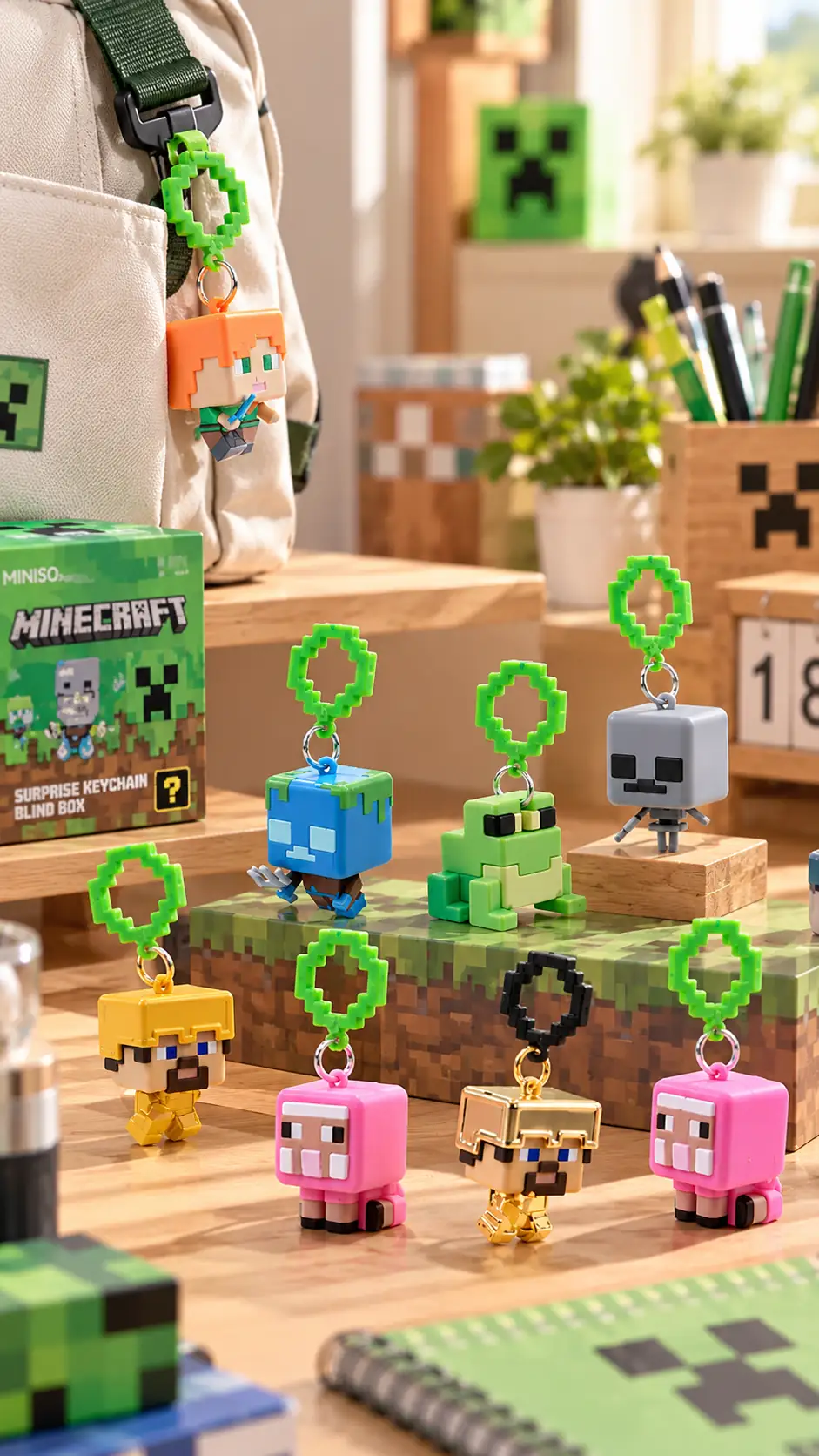 Minecraft Serisi 4 Sürpriz Anahtarlık ve Çanta Askısı – Koleksiyonluk Blind Box Mini Figür